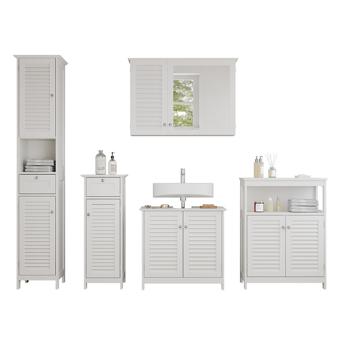 Vicco Set di mobili da bagno Bianco 5 pezzi, unità di base con ripiano intermedio