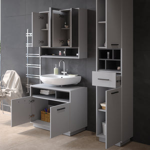 Vicco Set di mobili da bagno Grigio 3 parti, con colonna
