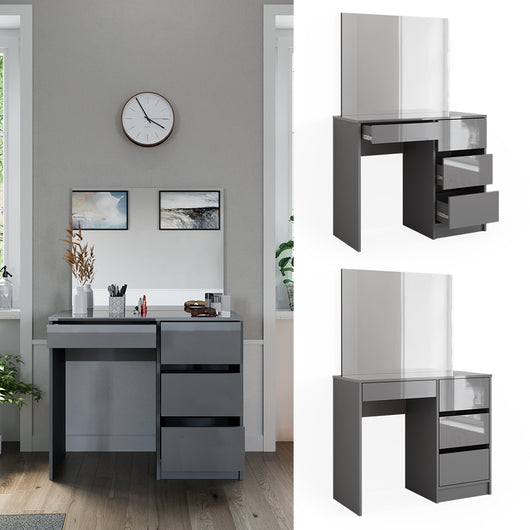 Vicco Tavolo da toeletta Grigio 40 cm con specchio