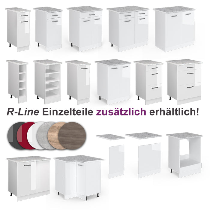 Vicco Cucina angolare completa Bianco/bianco lucido 267 x 167 cm , PL Marmo