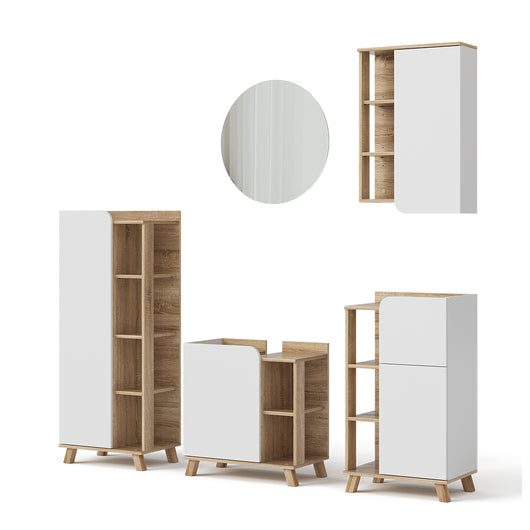 Vicco Set di mobili da bagno Sonoma/Bianco 5 parti