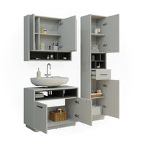 Vicco Set di mobili da bagno Grigio 3 parti, con colonna