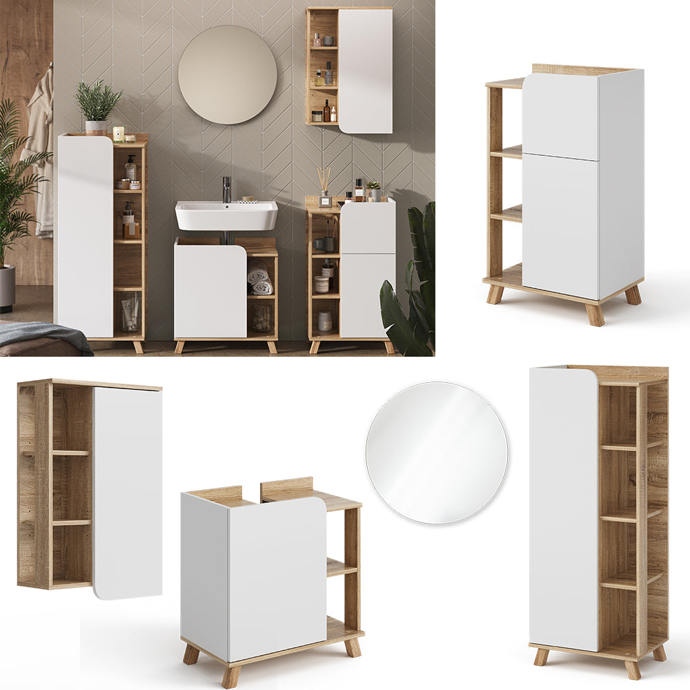 Vicco Set di mobili da bagno Sonoma/Bianco 5 parti