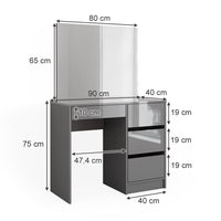 Vicco Tavolo da toeletta Grigio 40 cm con specchio