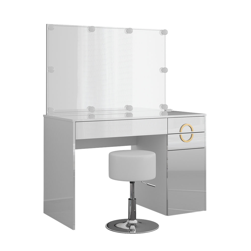 Vicco Tavolo da toeletta Bianco 115 cm con illuminazione LED e sgabello