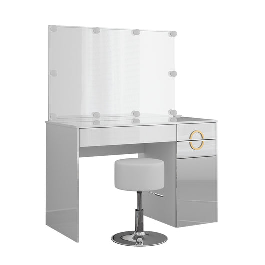 Vicco Tavolo da toeletta Bianco 115 cm con illuminazione LED e sgabello