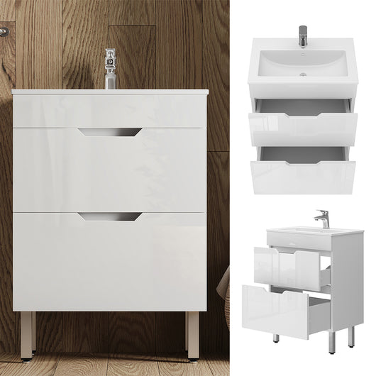 Vicco Set di mobili da bagno Bianco 2 parti, mobile base 60 cm