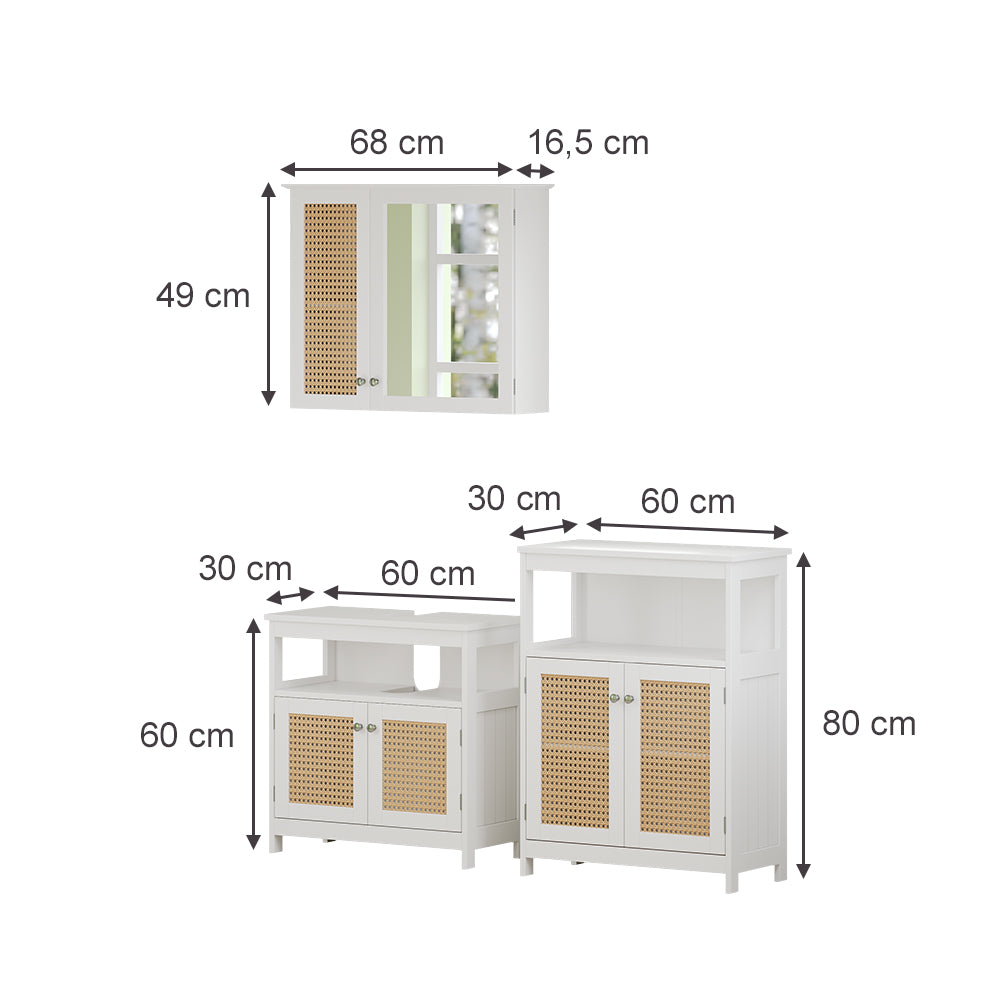 Vicco Set di mobili da bagno Bianco 3 parti