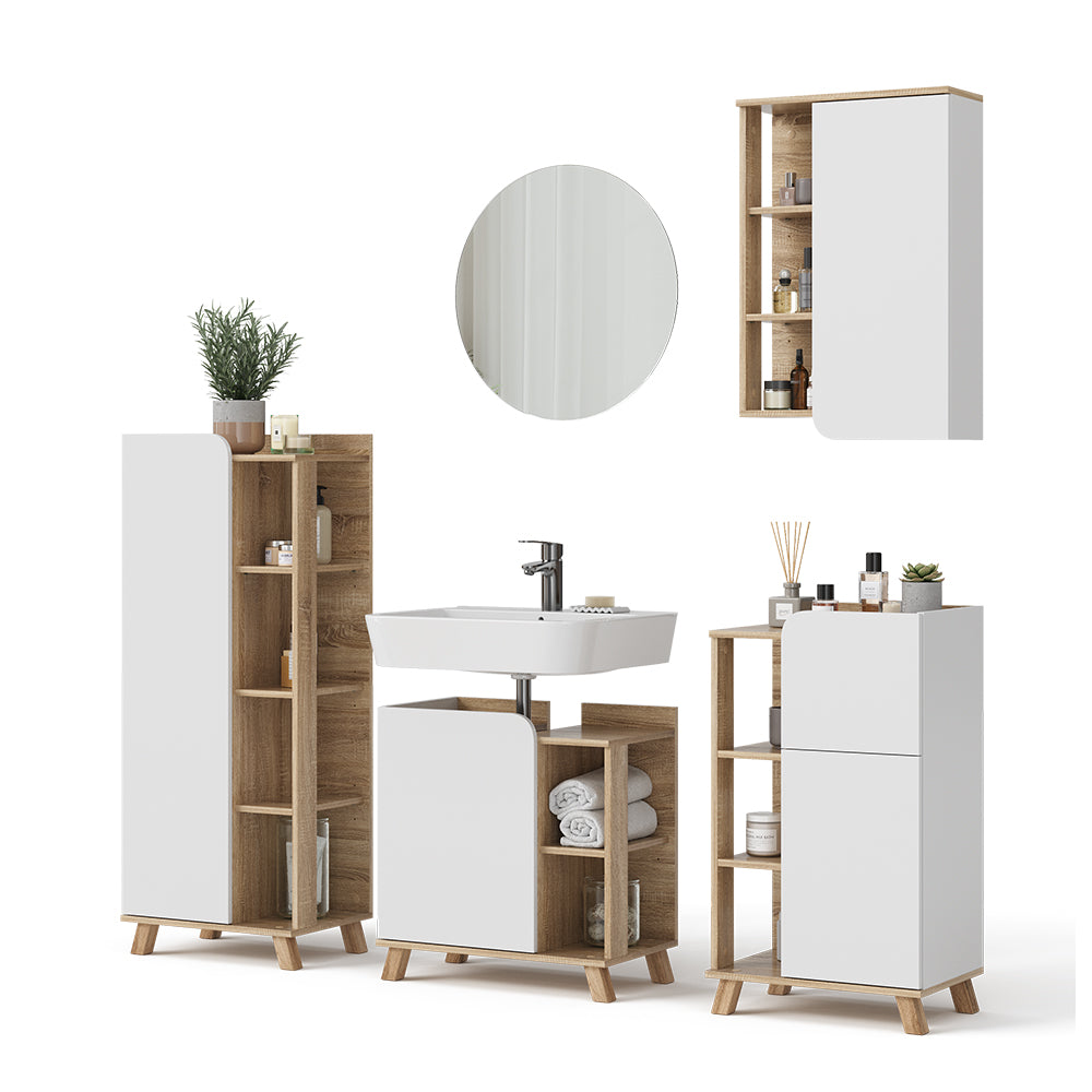 Vicco Set di mobili da bagno Sonoma/Bianco 5 parti