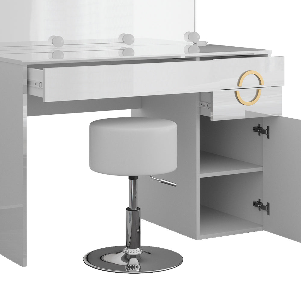 Vicco Tavolo da toeletta Bianco 115 cm con illuminazione LED e sgabello