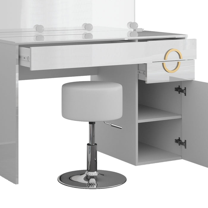 Vicco Tavolo da toeletta Bianco 115 cm con illuminazione LED e sgabello