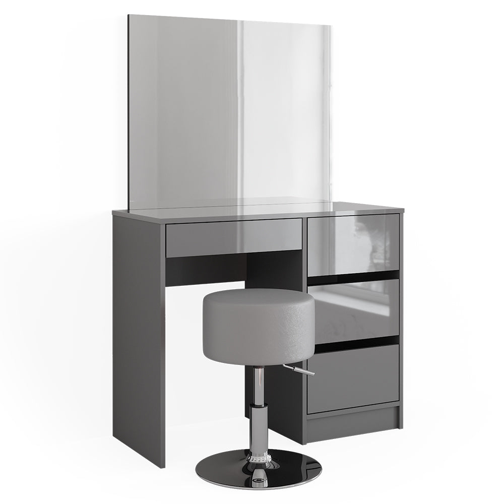 Vicco Tavolo da toeletta Grigio 40 cm con sgabello