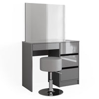 Vicco Tavolo da toeletta Grigio 40 cm con sgabello
