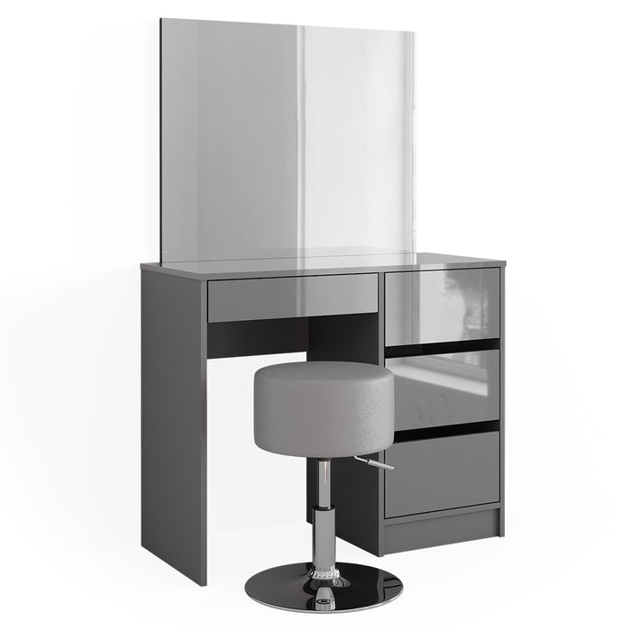 Vicco Tavolo da toeletta Grigio 40 cm con sgabello