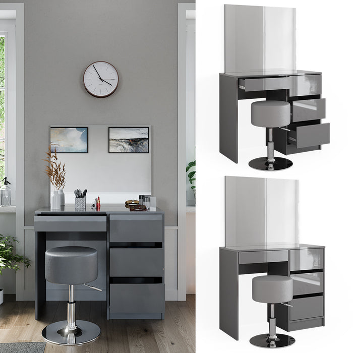 Vicco Tavolo da toeletta Grigio 40 cm con sgabello