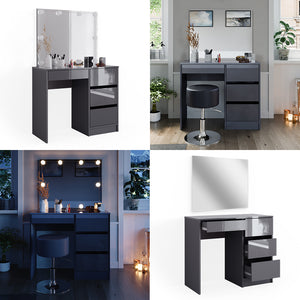 Vicco Tavolo da toeletta Antracite 40 cm con specchio