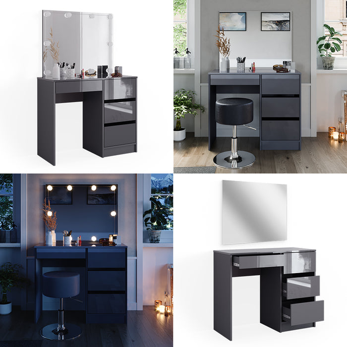 Vicco Tavolo da toeletta Antracite 40 cm con specchio