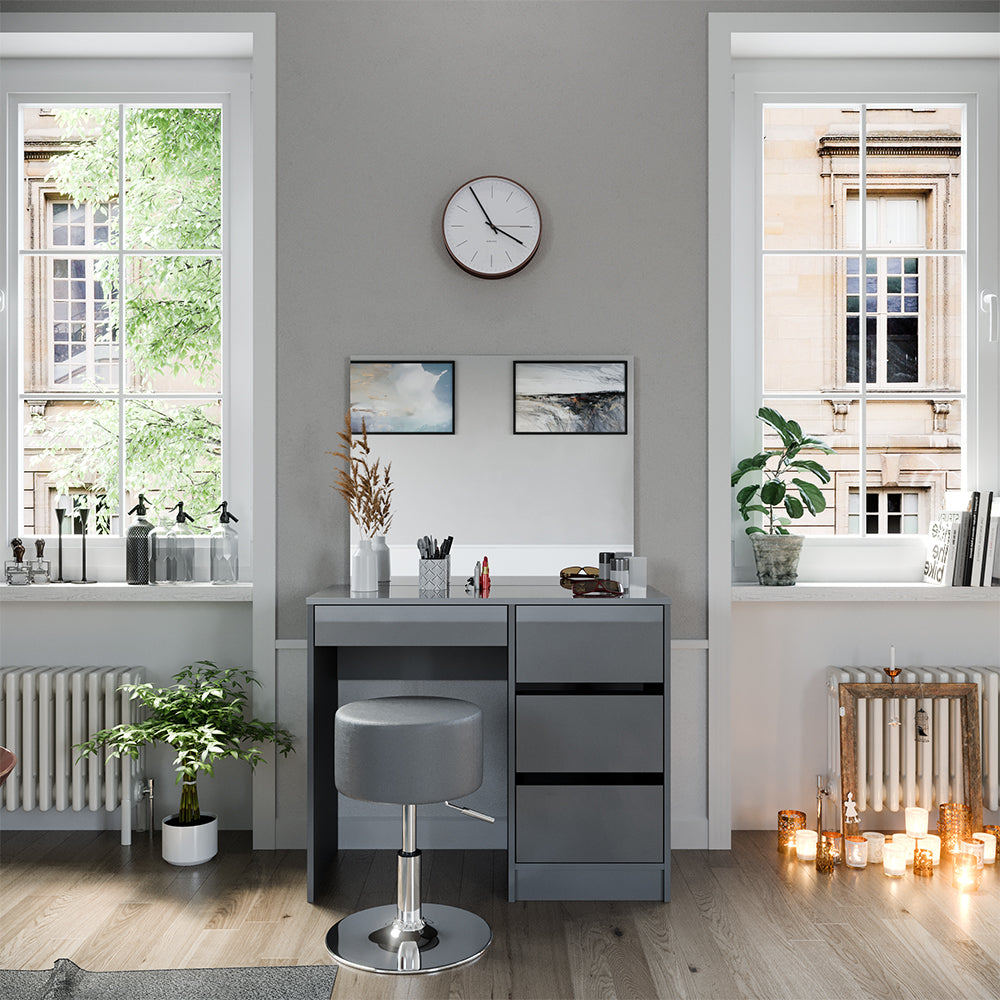 Vicco Tavolo da toeletta Grigio 40 cm con sgabello