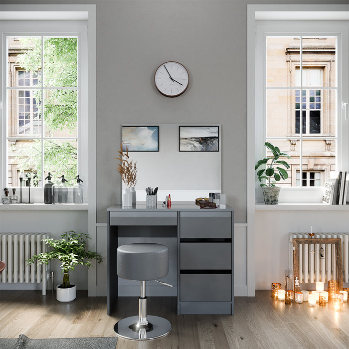 Vicco Tavolo da toeletta Grigio 40 cm con sgabello