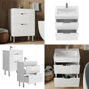 Vicco Set di mobili da bagno Bianco 2 parti, mobile base 60 cm