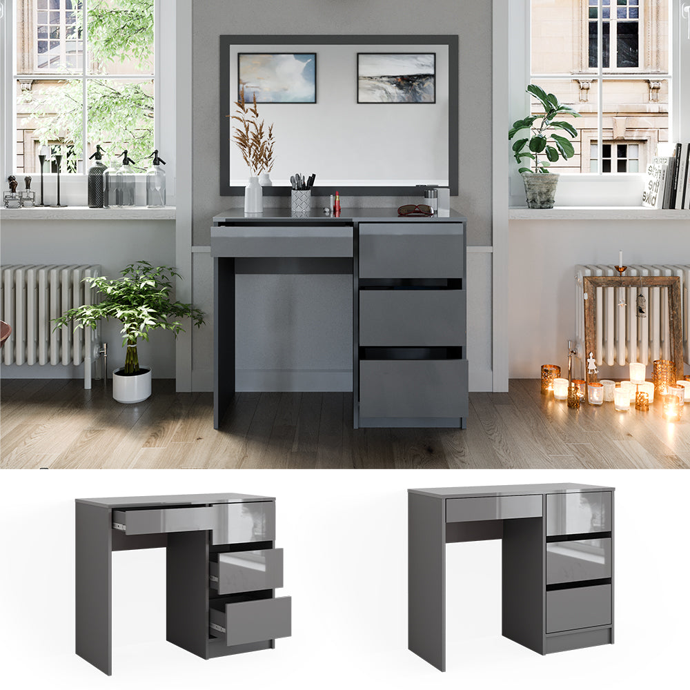 Vicco Tavolo da toeletta Grigio 40 cm con 4 cassetti