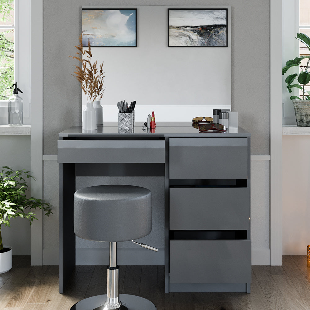 Vicco Tavolo da toeletta Grigio 40 cm con sgabello