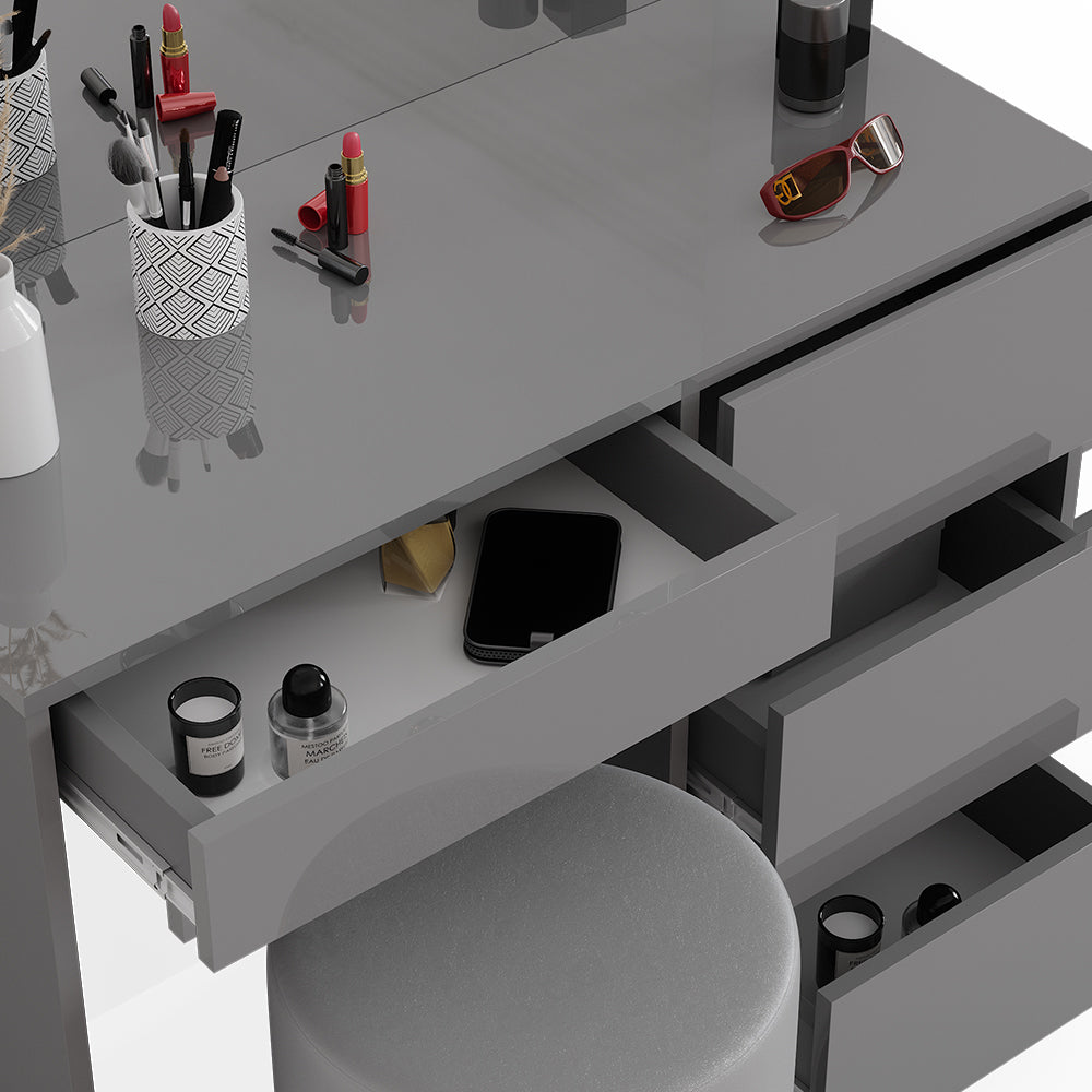 Vicco Tavolo da toeletta Grigio 40 cm con sgabello