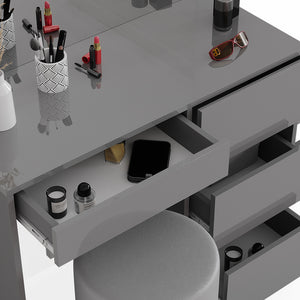 Vicco Tavolo da toeletta Grigio 40 cm con sgabello