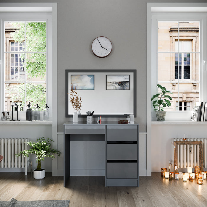 Vicco Tavolo da toeletta Grigio 40 cm con 4 cassetti