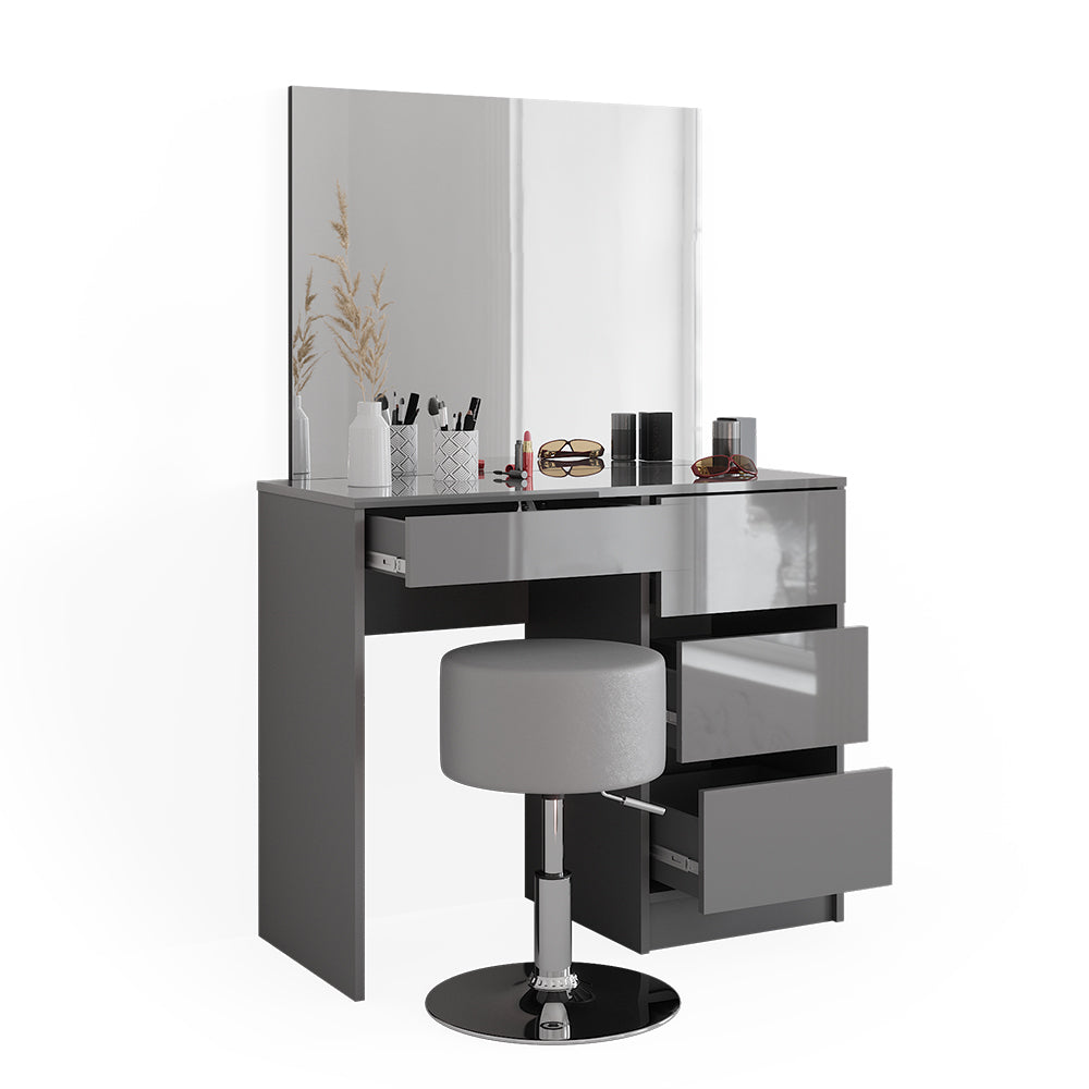 Vicco Tavolo da toeletta Grigio 40 cm con sgabello
