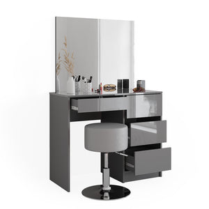 Vicco Tavolo da toeletta Grigio 40 cm con sgabello