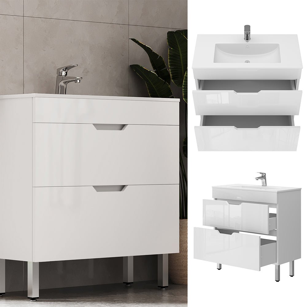 Vicco Set di mobili da bagno Bianco 2 parti, mobile base 80 cm