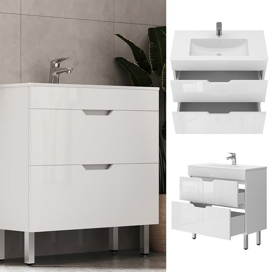 Vicco Set di mobili da bagno Bianco 2 parti, mobile base 80 cm