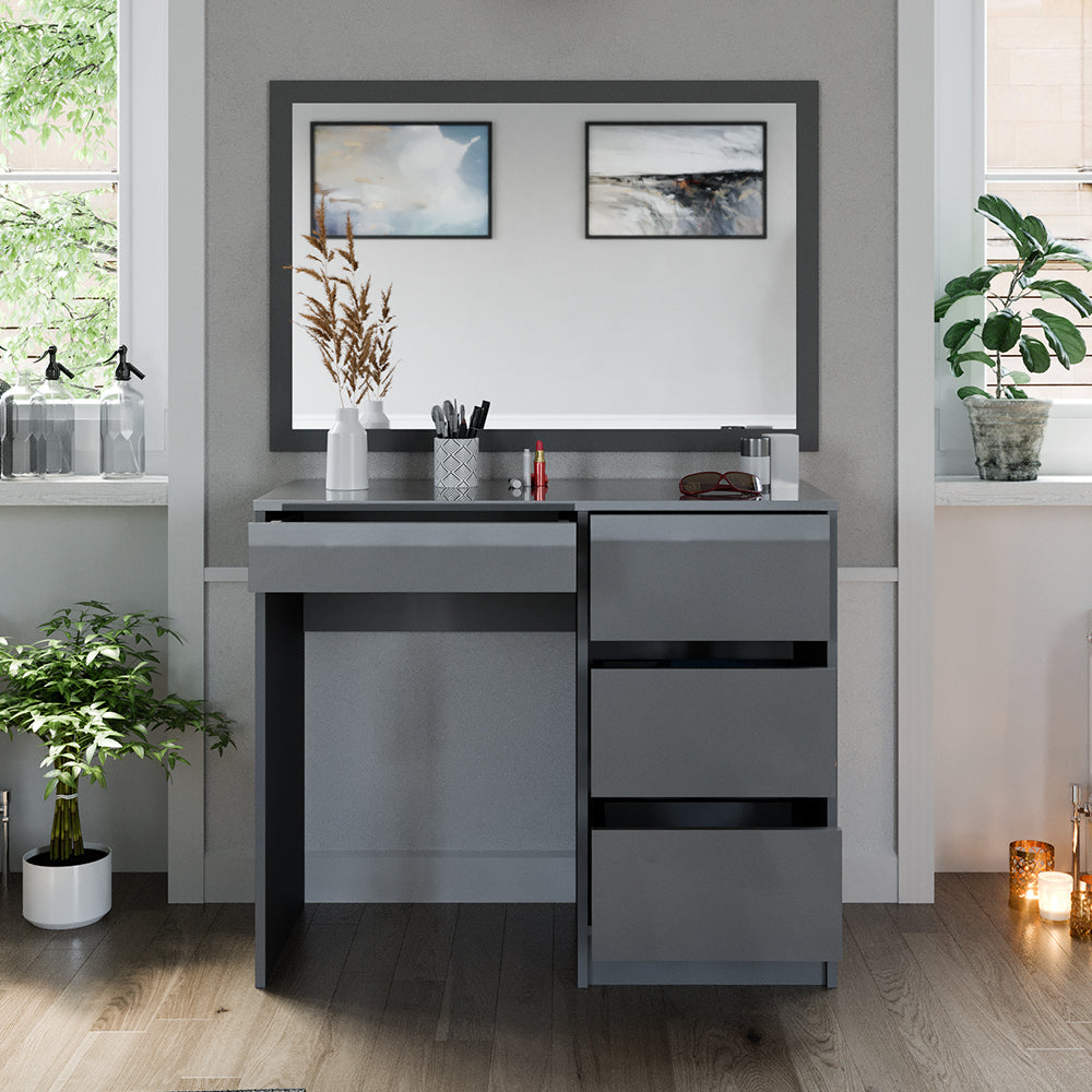 Vicco Tavolo da toeletta Grigio 40 cm con 4 cassetti