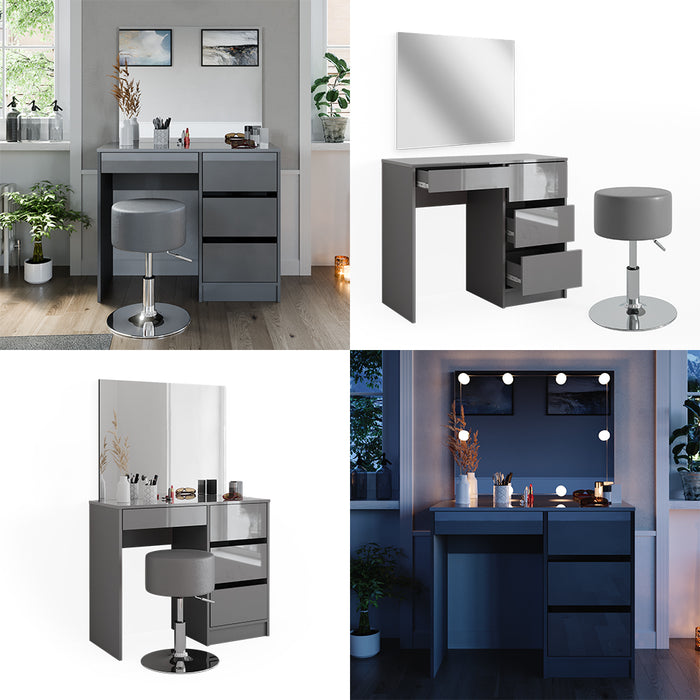 Vicco Tavolo da toeletta Grigio 40 cm con sgabello