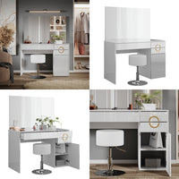 Vicco Tavolo da toeletta Bianco 115 cm con sgabello