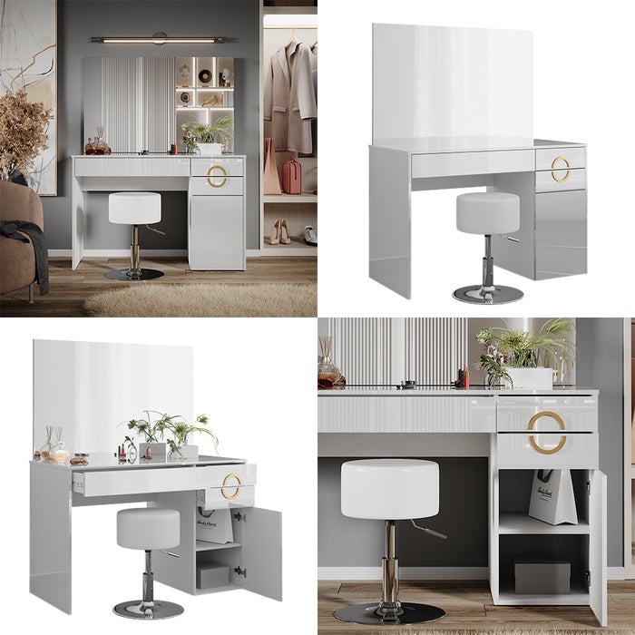 Vicco Tavolo da toeletta Bianco 115 cm con sgabello