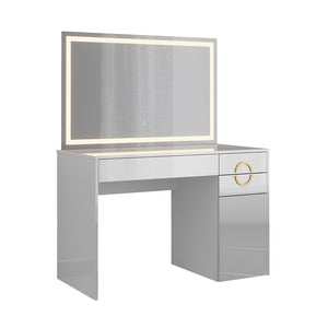 Vicco Tavolo da toeletta Bianco 115 cm con specchio a LED