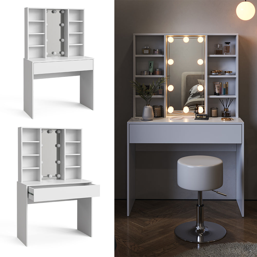 Vicco Tavolo da toeletta Bianco 93 cm con illuminazione a LED