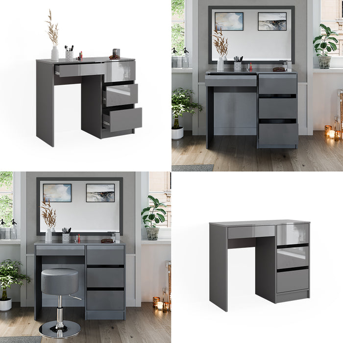Vicco Tavolo da toeletta Grigio 40 cm con 4 cassetti