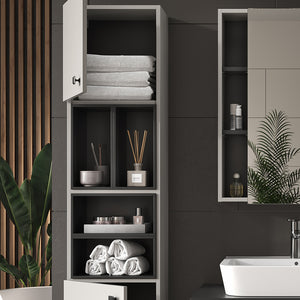 Vicco Armadio per il bagno Grigio 37.5 x 150 cm con anta e vani a giorno