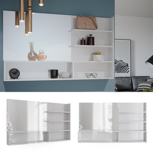Vicco Mensola dello specchio Bianco lucido 119.8 x 70 cm con scomparti aperti