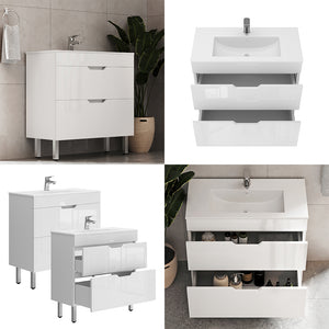 Vicco Set di mobili da bagno Bianco 2 parti, mobile base 80 cm