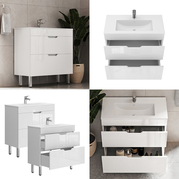 Vicco Set di mobili da bagno Bianco 2 parti, mobile base 80 cm