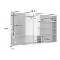 Vicco Mensola dello specchio Bianco lucido 119.8 x 70 cm con scomparti aperti