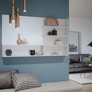 Vicco Mensola dello specchio Bianco lucido 119.8 x 70 cm con scomparti aperti