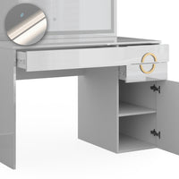 Vicco Tavolo da toeletta Bianco 115 cm con specchio a LED