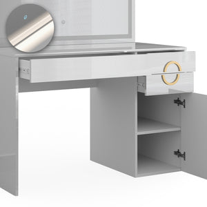 Vicco Tavolo da toeletta Bianco 115 cm con specchio a LED