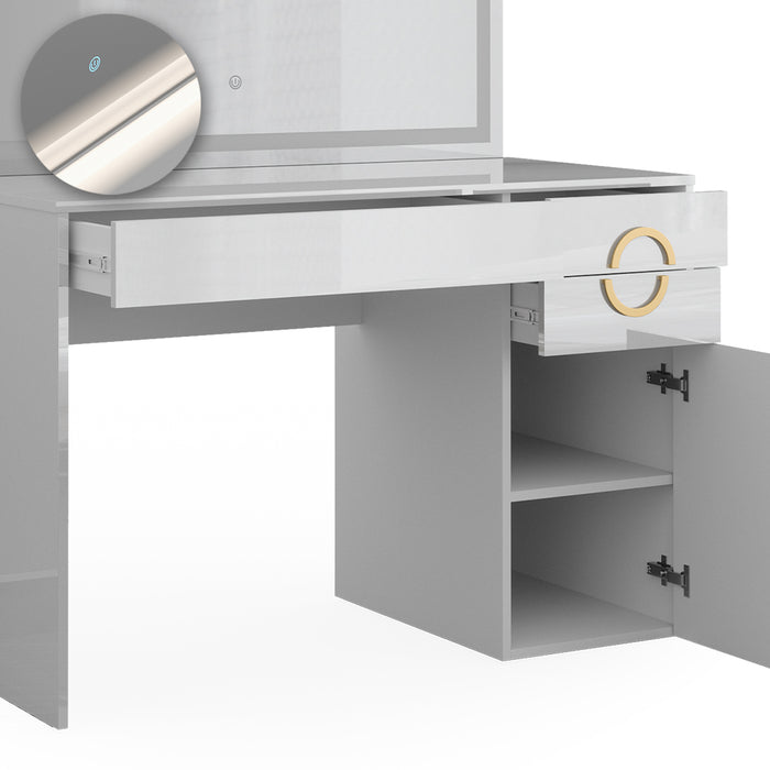 Vicco Tavolo da toeletta Bianco 115 cm con specchio a LED