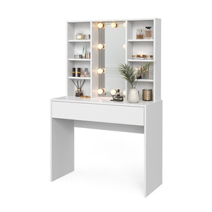 Vicco Tavolo da toeletta Bianco 93 cm con illuminazione a LED